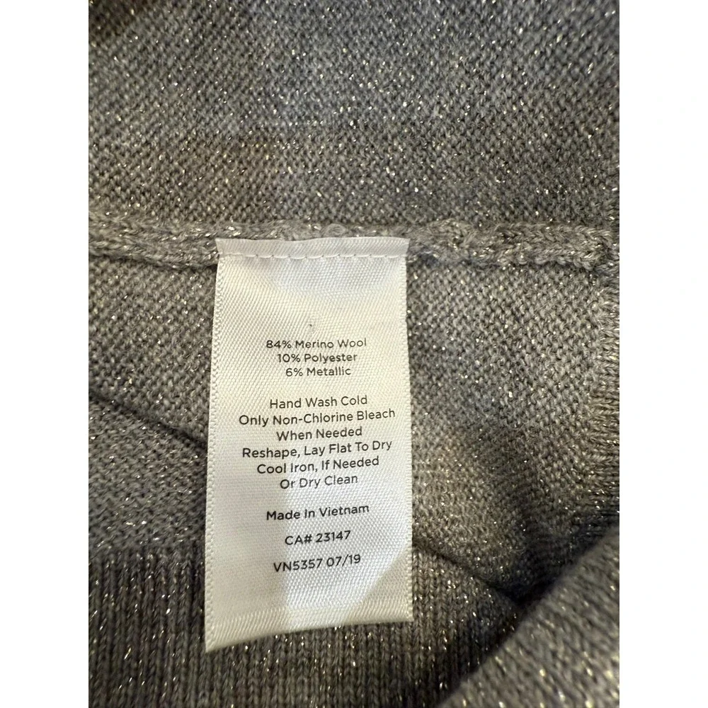 Talbots Plus 2X Silver Metallic Sparkle‎ Cowl Neck Sweater